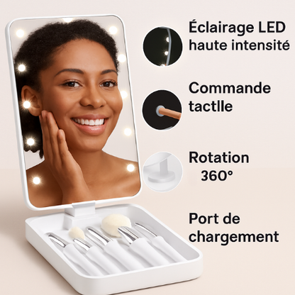 Miroir de Maquillage Compact LED – Pliable & Portable | Tintiva