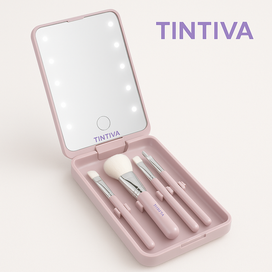 Miroir de Maquillage Compact LED – Pliable & Portable | Tintiva