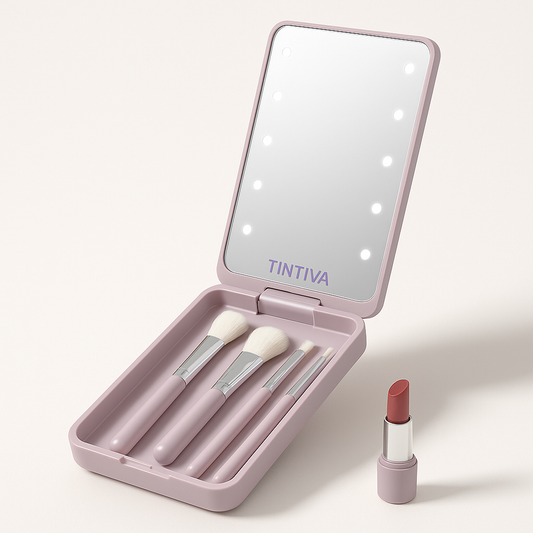 Miroir de Maquillage Compact LED – Pliable & Portable | Tintiva