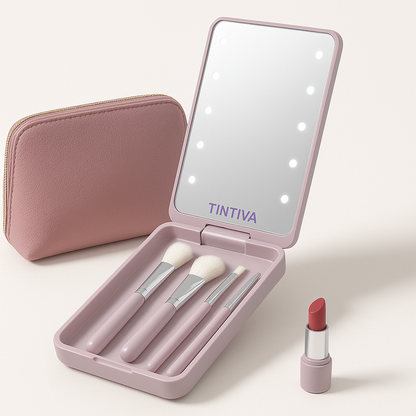 Miroir de Maquillage Compact LED – Pliable & Portable | Tintiva
