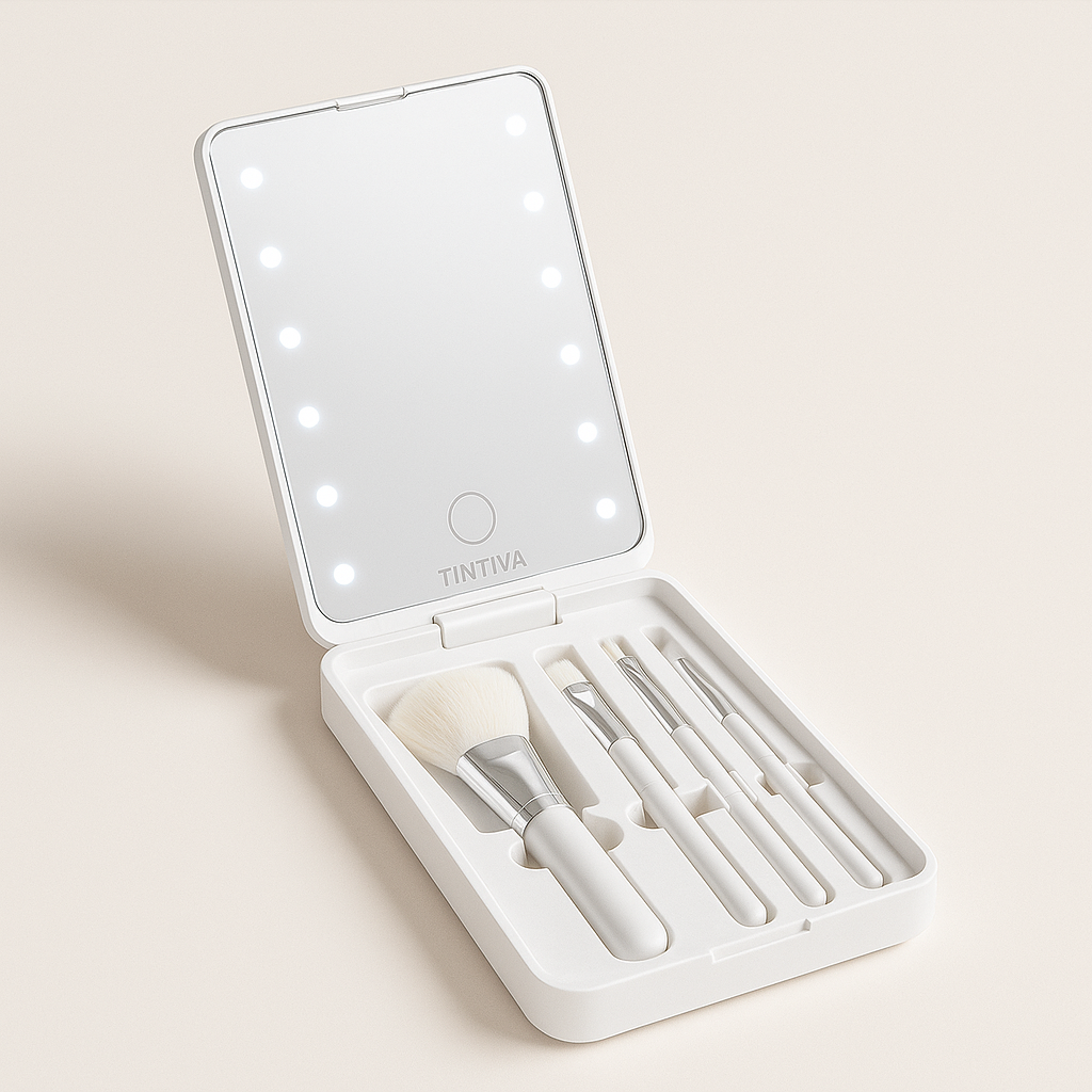 Miroir de Maquillage Compact LED – Pliable & Portable | Tintiva